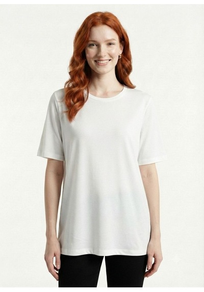 Neden Tekstil Beyaz Kadın Kısa Kollu Regular Fit Pamuklu T-shirt