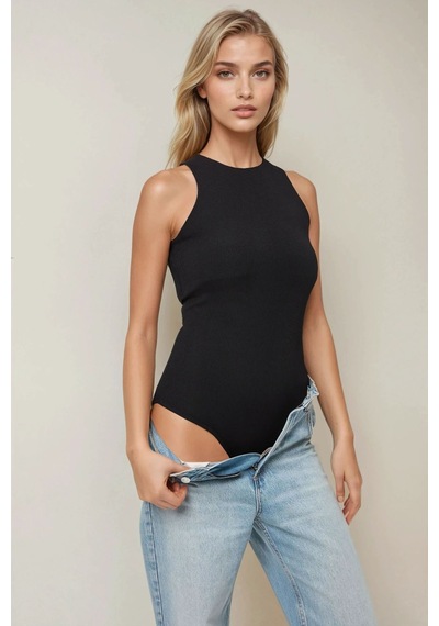 Hiccup Halter Yaka Slim Fit Bodysuit Siyah