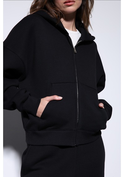 Antioch Fermuarlı Kapüşonlu Kadın Sweatshirt Siyah