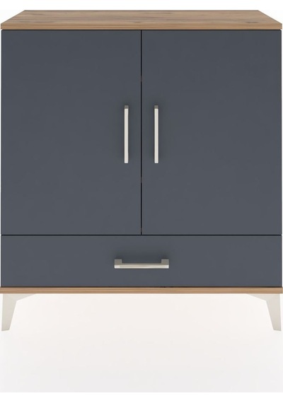 Arges Şifonyer 3 Raflı Tek Çekmeceli 2 Kapaklı 88x30x96 Çam-antrasit Atlas Çam
