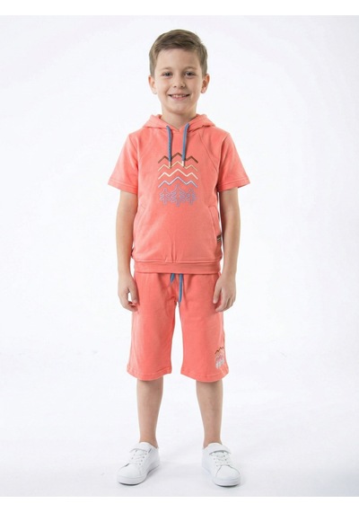 Xo Kids Erkek Çocuk Yazlık 2li Alt Üst Takım Tişort + Şort 8-14 Yaş 4222 Coral
