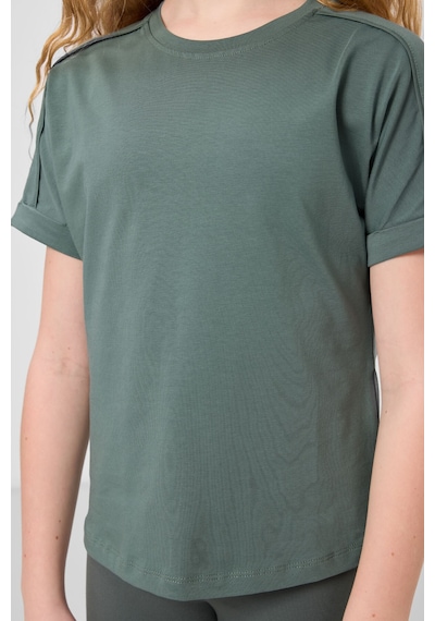 Açık Yeşil Pamuklu O Yaka Oversize Fit Basic Kız Çocuk T-shirt - 75182 Yeşil