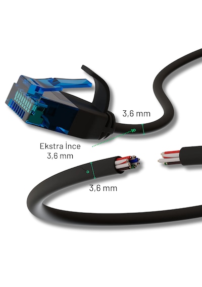 Irenıs Cat6 U/utp Esnek Kablo, Siyah 10 Metre