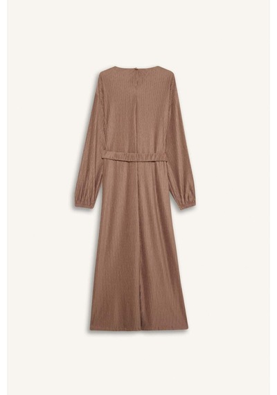 DeFacto Regular Fit Pilise Uzun Kollu Maxi Tesettür Elbise E1952AX25SPBG267