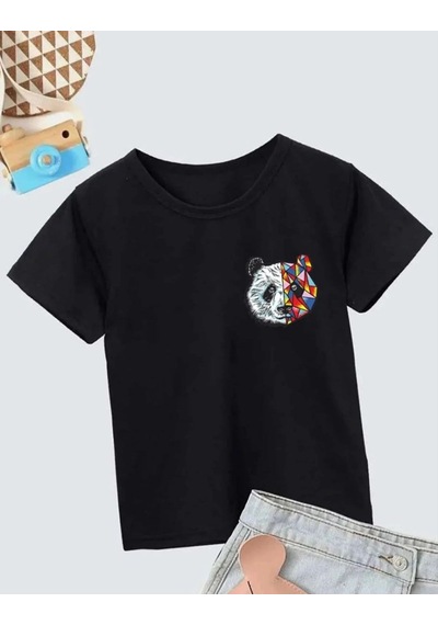 Vinevesta Unisex Çocuk Baskılı T-shirt - Siyah Çok Renkli
