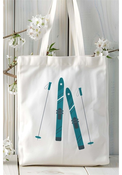 Art Hediye Snowboard Baskılı Bez Çanta Kişiye Özel Model 3 Çok Renkli