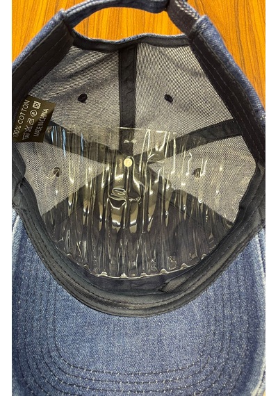 Denim Jean Kot Kumaş Vintage Yıkamalı Unisex Cap Şapka Indigo - Mavi