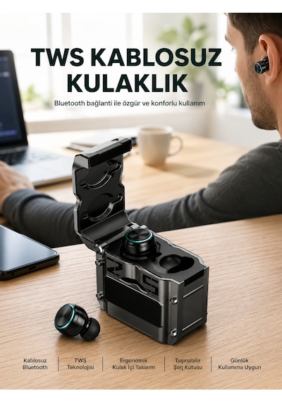 Ergonomik Tasarımlı Bluetooth Kulaklık Suya Dayanıklı Dokunmatik Kontrollü Yeni Nesil - Lisinya