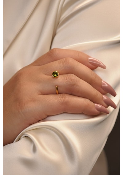 Kadir Jewellery 22 Ayar Altın Kaplama Zirkon Taşlı Ayarlanabilir Kadın Minimal Yüzük Çok Renkli