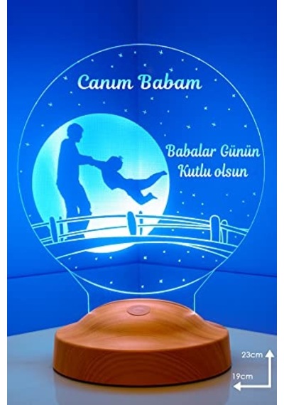 Günü Hediyesi Canım Babam Erkek Figürlü Babalar Günü Hediyesi Led Lamba Çok Renkli