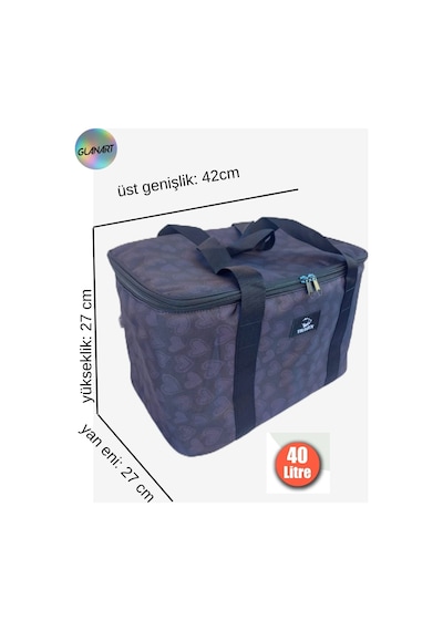 Piknik, Seyahat, Kamp Çantası Sıcak- Soğuk Termos Özellikli 8-10 Saat Muhafaza 40 Litre Siyah