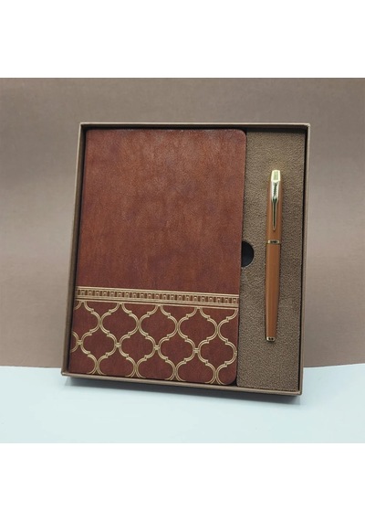 Özel Tasarım Kutulu Deri Defter Kalem Seti 22x20 Cm Çok Renkli