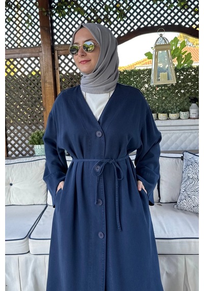 Rabia Şamlı Nazenin Kot Tencel Kap Lacivert Normal