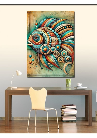 Kanvas Tablo Soyut Renkli Balık 70cmx100cm