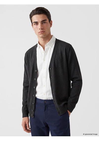Lcwaıkıkı Classic Kahverengi Regular Fit V Yaka Erkek Triko Hırka