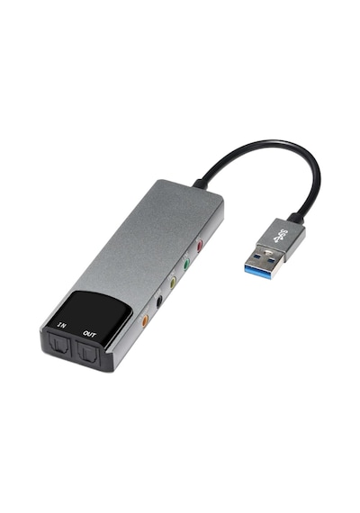 Hy-601 Harici Usb 5.1 / 7.1 Kanal Ses Kartı Cm6206 Chipset, Spdıf Optik Giriş/çıkışlı Alüminyum Gövdeli Ses Adaptörü