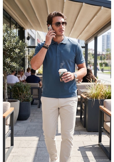 Buratti Pamuklu Regular Fit Düğmeli Erkek Polo Yaka T Shirt 5902127 Koyu Petrol
