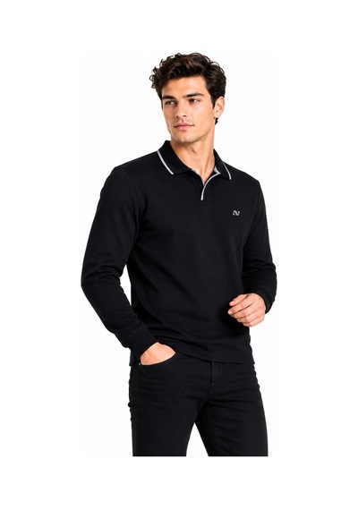 Advante Erkek Mevsimlik Spor Polo V Yaka Sweatshırt Bgl-st05469 Siyah