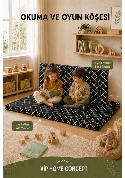 2'li Katlanabilir Çocuk Oyun Minderi ve Yer Yatağı Seti 70x180 + 70x120 CM 6 CM - Karaçatı