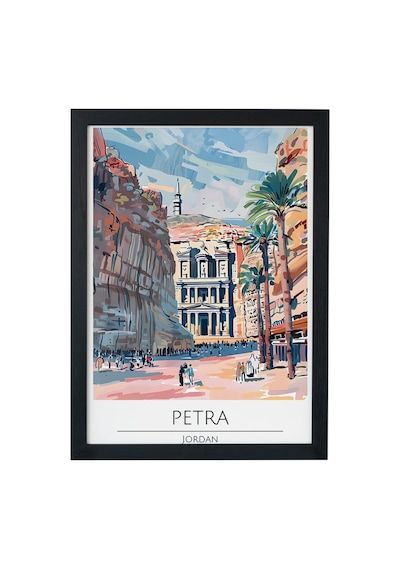 Petra Jordan Ahşap Çerçeveli Dekoratif Duvar Tablosu Siyah