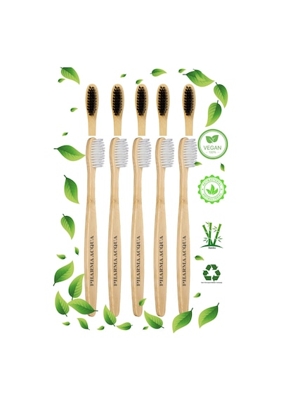 Pharma Acqua 10 Lu Set -5 Adet Beyaz 5 Adet Siyah Bambu Diş Fırçası