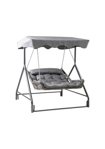 Bed Çiftli Rattan Bahçe Salıncağı Rehome Balkon Salıncağı Gri