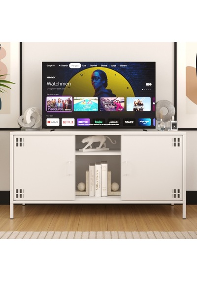 Pera Tv Ünitesi, Tv Dolabı,2 Kapaklı, Açık Raflı 130,50 X 40 X 64,50 Cm Ral 9016 Beyaz Pera Tv Ünitesi, Tv Dolabı,2 Kapaklı, Açık Raflı 130,50 X 40 X 64,50 Cm Ral 9016 Beyaz