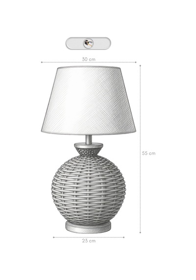 Vitar Bej Gövde Krem Başlık Dekoratif Rattan Abajur