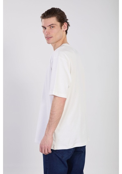 Barrels And Oıl Erkek Bisiklet Yaka Oversize T-shirt - Beyaz Beyaz
