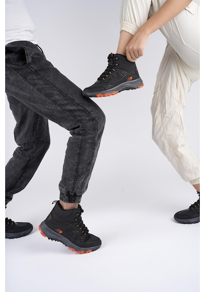 Muggo Alaska Unisex Garantili Trekking Outdoor Bağcıklı Yandan Fermuarlı Kışlık Bot Siyah Çok Renkli
