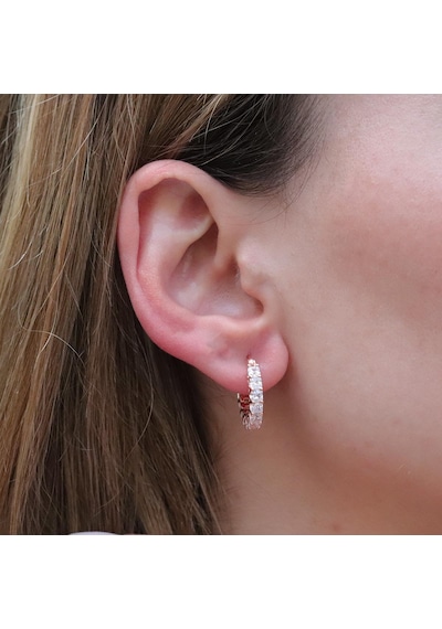 Zirkon Taşlı Rose Gold Kaplama Halka Gümüş Küpe 68490418