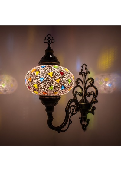 Mozaik Aplik Gece Lambası El Yapımı Mozaik Bahçe Hediyelik Çok Renkli