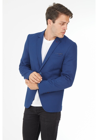 Sposo 5105 Dar Kalıp Örme Kumaş Açık Laci Erkek Blazer Ceket Açık Lacivert