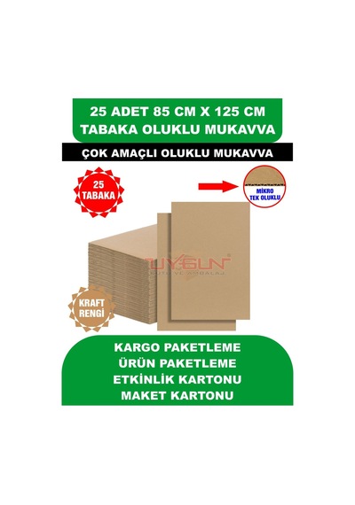 25 Adet 85cm X 125cm Baskısız Tabaka Oluklu Mukavva, Çocuk Etkinlik Kartonu, Maket Kartonu, Kargo Kartonu