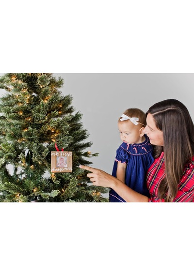 Bebeğin İlk Noel Ahşap Resim Çerçevesi Süsü, Ebeveynleri Beklemek İçin, Rustik Tatil Süsü