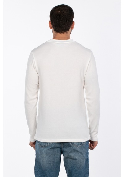 Barrels And Oıl Bisiklet Yaka Waffal Sweatshirt - Ekru Ekru