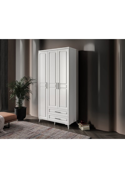 GuneyStore Gözde 3 Kapaklı Komple MDF Beyaz Gardırop
