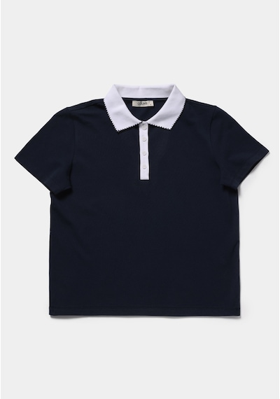 Colin's Colins Regular Fit Polo Yaka Düz Kadın Lacivert Kısa Kol Tişört Cl1080432 Q1.v1 Nav