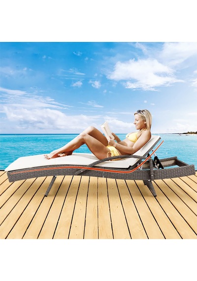Şezlong Minderi, Havuz Plaj Outdoor Kamp İçin Katlanır Sünger Minder, Dış Mekan Süet Kumaş Kılıf, Dış Mekan Mobilyaları İçin Veranda Yedek Minderi - 22 Dens - 180x55x4 Cm - Bej Diğer