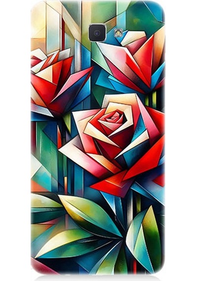 Samsung Galaxy J7 Prime Uyumlu Soyut Origami Gül Deseni Desenli Silikon Kılıf Çok Renkli