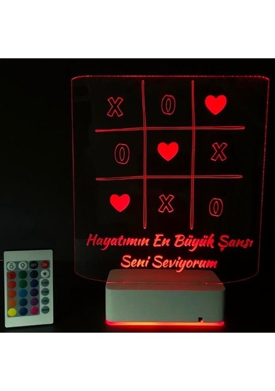 Sevgililer Gününe Özel 3D Aşk Oyunu Masaüstü Led Lamba