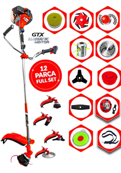 Prowackers German Wkz-4000 G-tec Yan Tipi Benzinli Ot Çalı Çim Biçme Tırpanı+ 12 Pcs Komple Arazi Setli