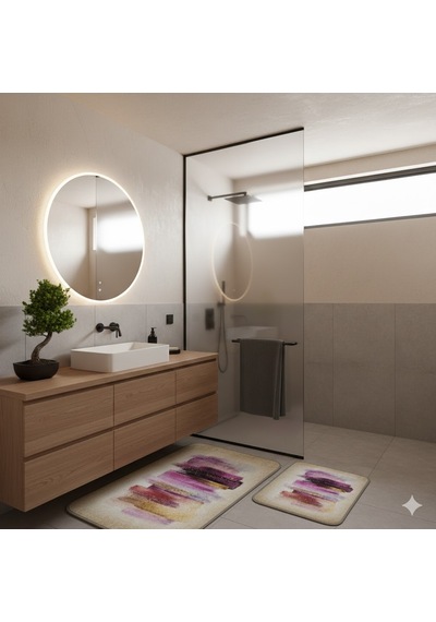 Banyo Paspası 2'li Set 3d Baskılı Jel Tual Çok Renkli
