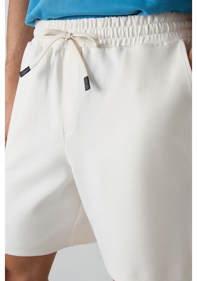 Air Jones Tommy Life Ekru Pamuklu Kalın Yumuşak Dokulu Comfort Fit Basic Erkek Şort - 81274 Ekru