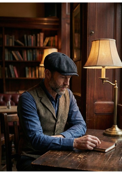 Emybox Erkek Kaşe 8 Köşe Kasket Şapka Klasik Retro- Peaky Blinders Tarzı Lastikli Standart Beden 18