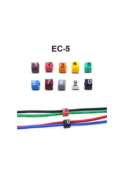 Ec-5 Renkli Kablo İşaretleyici Numaratör 16 Mm² Awg 6-8 100 Adet