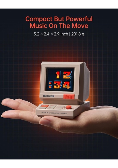 Minitoo Retro Pc-style Bilgisayar Hoparlörü, Akıllı Piksel Ekranı Ve Kendi Resimlerinizi Oluşturma Özelliği, Bluetooth Ve Usb Ses, Beyaz Gürültülü Alarm/zamanlayıcı, Yatak Odası İçin
