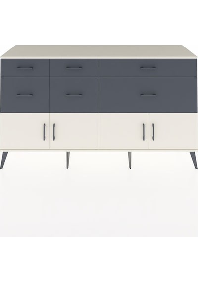 Kronos Konsol Tek Raflı 6 Çekmeceli 4 Kapaklı 176x59x99 Aytaşı-ay Aytaşı-aytaşı/antrasit