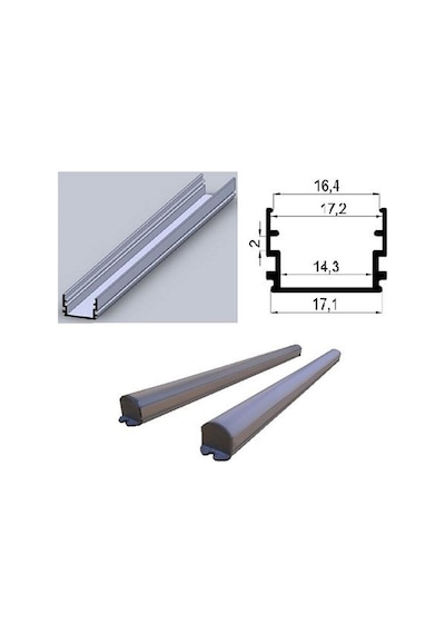 Alüminyum Boş Kasa Led Profil Yerli Kasa Şeffaf Cam 200Cm