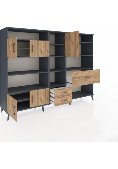 Hyperion Dolap 13 Raflı 3 Çekmeceli 5 Kapaklı 220x44x163 Antrasit Antrasit-çam Hyperion Dolap 13 Raflı 3 Çekmeceli 5 Kapaklı 220x44x163 Antrasit Antrasit-çam